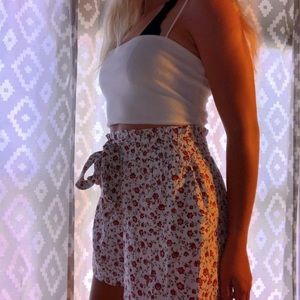 white cropped ribbed tank top